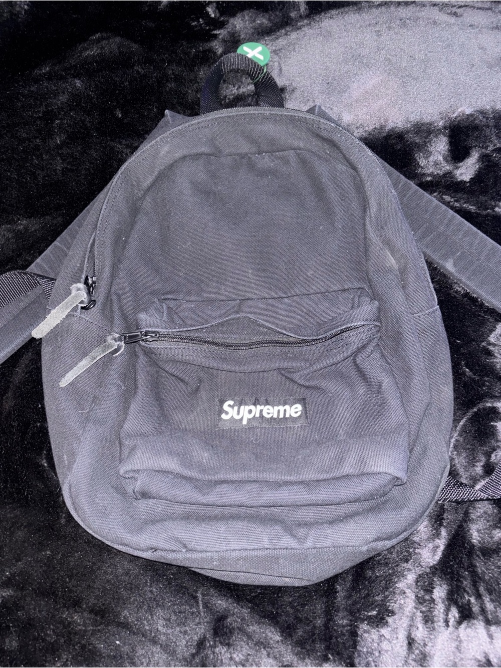 Supreme Black Canvas Daypack with White Logo